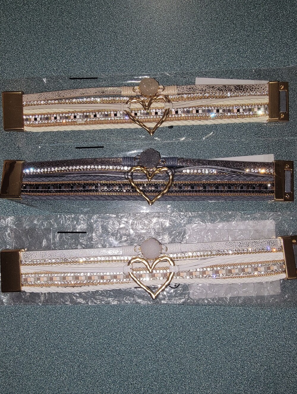 NWT Magnetic Multi-Strand Heart Wrap Bracelet Bundle – 3 Bracelets